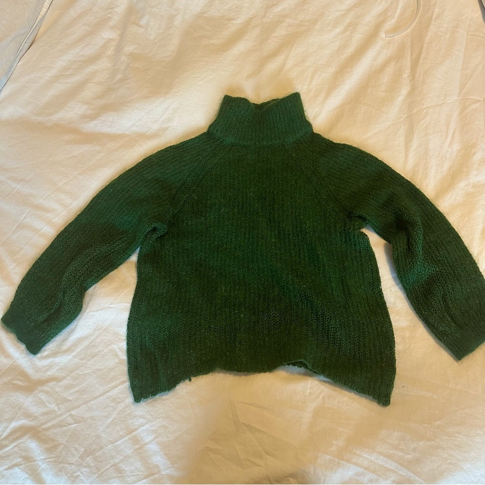 COS Green Knit Turtleneck Sweater